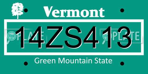 14ZS413 Vermont License Plate