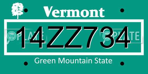 14ZZ734 Vermont License Plate
