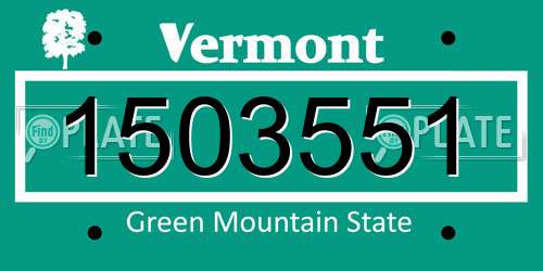 1503551 Vermont License Plate