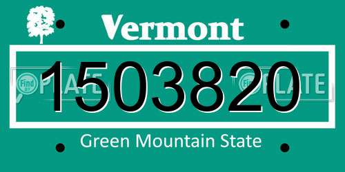 1503820 Vermont License Plate