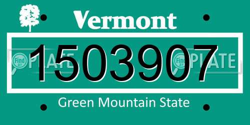 1503907 Vermont License Plate