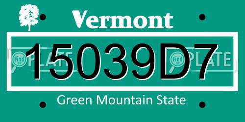 15039D7 Vermont License Plate