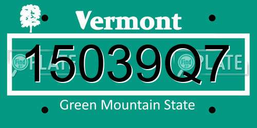 15039Q7 Vermont License Plate
