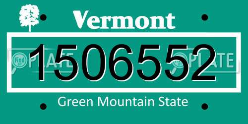 1506552 Vermont License Plate