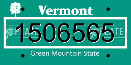 1506565 Vermont License Plate