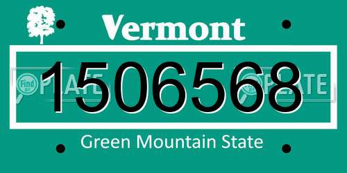 1506568 Vermont License Plate