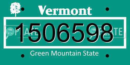 1506598 Vermont License Plate