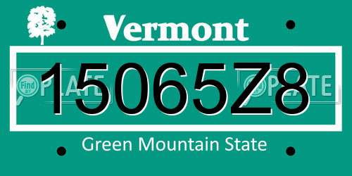 15065Z8 Vermont License Plate