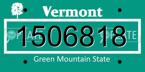 1506818 Vermont License Plate