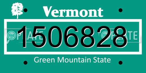 1506828 Vermont License Plate