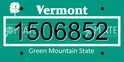 1506852 Vermont License Plate