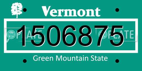 1506875 Vermont License Plate
