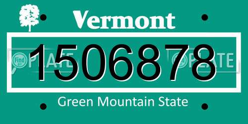 1506878 Vermont License Plate