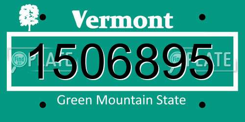 1506895 Vermont License Plate