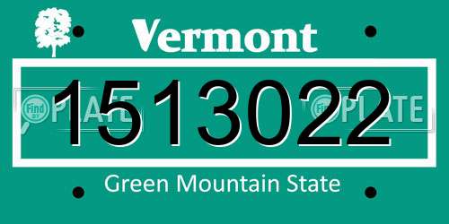 1513022 Vermont License Plate