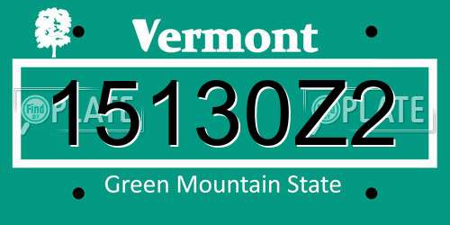 15130Z2 Vermont License Plate