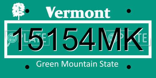 15154MK Vermont License Plate