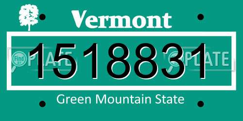 1518831 Vermont License Plate