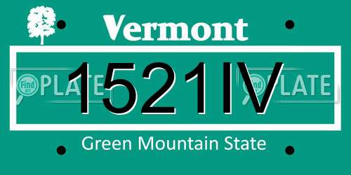 1521IV Vermont License Plate