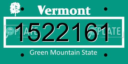 1522161 Vermont License Plate