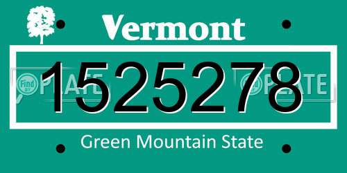1525278 Vermont License Plate