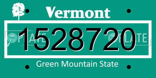 1528720 Vermont License Plate