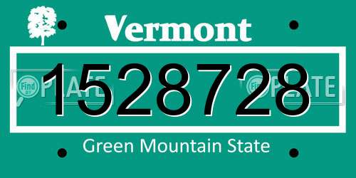 1528728 Vermont License Plate