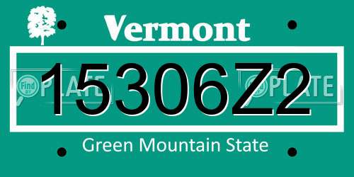 15306Z2 Vermont License Plate