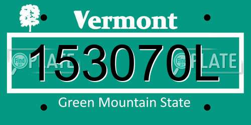 153070L Vermont License Plate