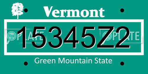 15345Z2 Vermont License Plate