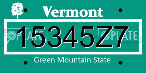 15345Z7 Vermont License Plate