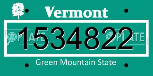 1534822 Vermont License Plate