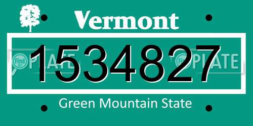1534827 Vermont License Plate