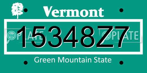 15348Z7 Vermont License Plate