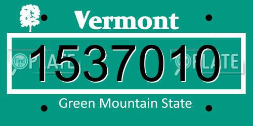 1537010 Vermont License Plate