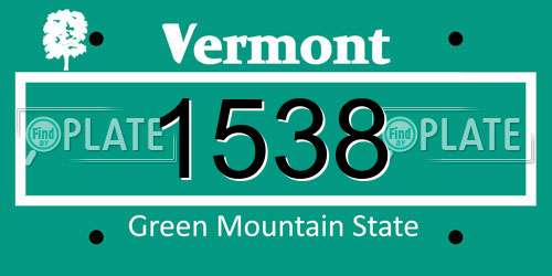 1538 Vermont License Plate