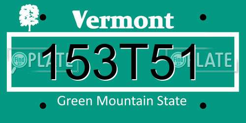 153T51 Vermont License Plate