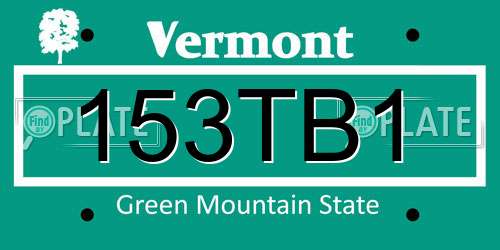 153TB1 Vermont License Plate