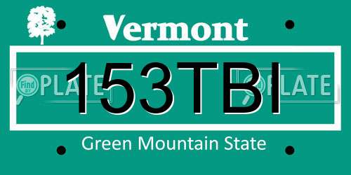 153TBI Vermont License Plate