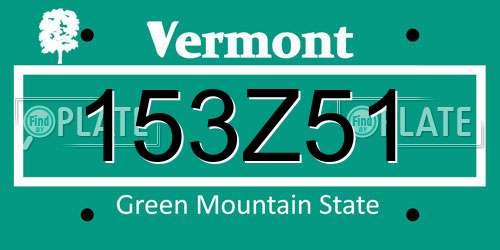 153Z51 Vermont License Plate