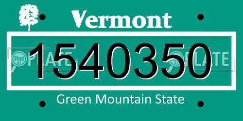 1540350 Vermont License Plate