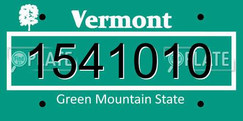 1541010 Vermont License Plate