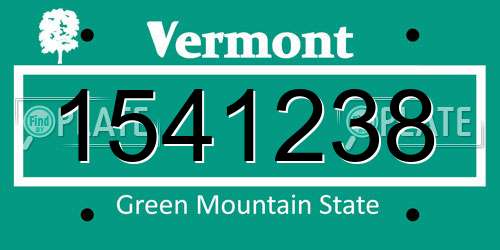 1541238 Vermont License Plate