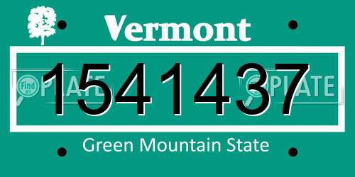1541437 Vermont License Plate