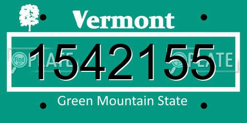 1542155 Vermont License Plate