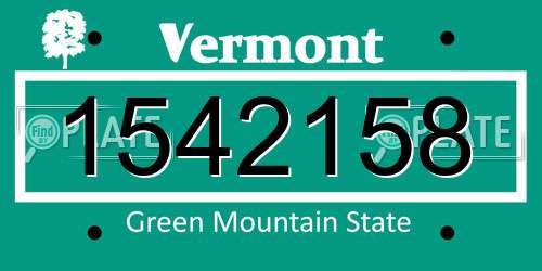 1542158 Vermont License Plate
