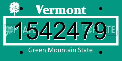 1542479 Vermont License Plate