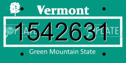 1542631 Vermont License Plate