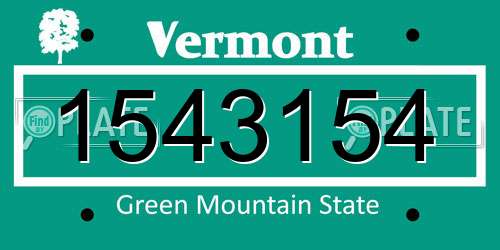 1543154 Vermont License Plate