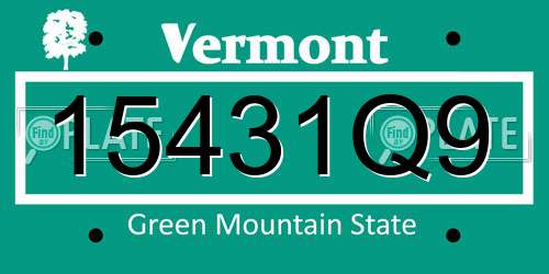 15431Q9 Vermont License Plate